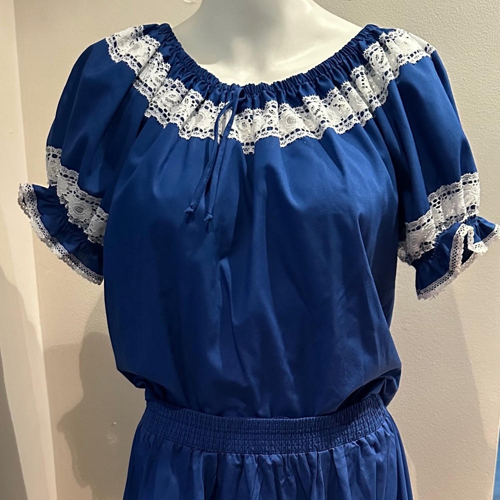 Vintage Blue Partner Please by Malco Modes Square Dance Set Size M w/ Bloomers